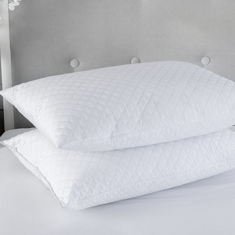 Snug City Quilted Pillow Pair Soft Microfibre Cover Hollowfibre Filling Non Allergenic in White