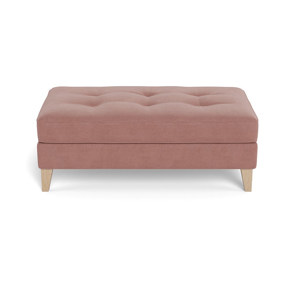 Heal's Mistral Footstool Smart Luxe Velvet Dusky Pink Natural Beech Feet 2