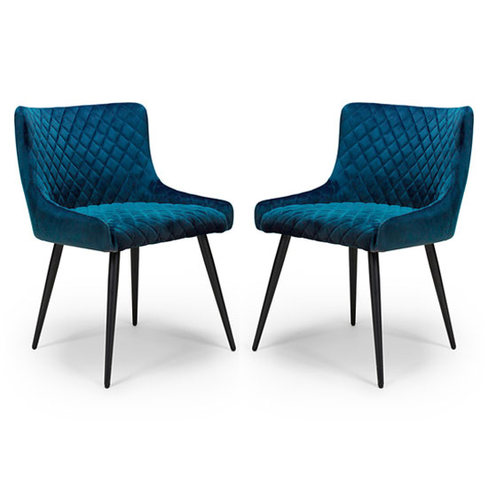 Malmo Blue Velvet Fabric Dining Chair In A Pair
