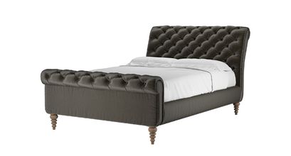 Knightsbridge Double Bed in Elephant Cotton Matt Velvet - sofa.com