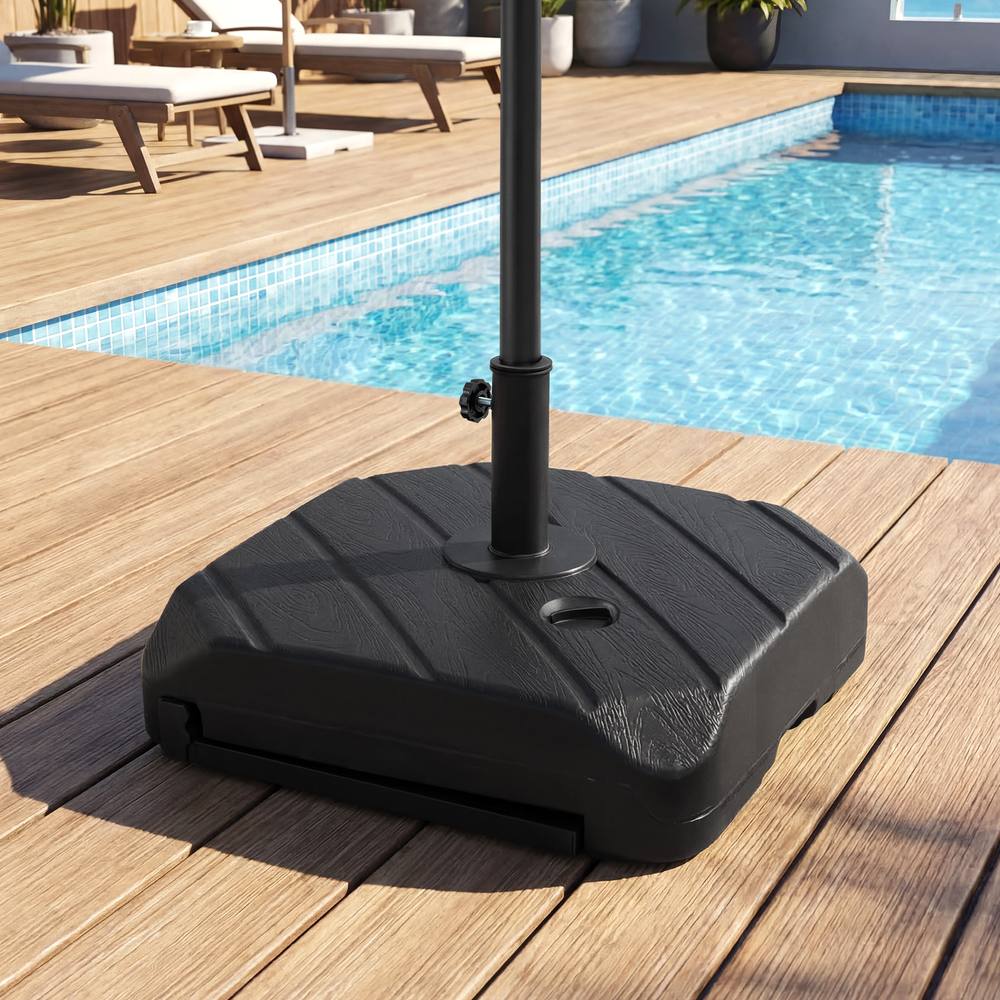 Costway 90 kg Fillable Patio Umbrella Base w/ Wheels & Telescopic Pull Rod in Black