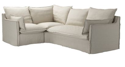 Isaac Asym: LHF Single w RHF 2 Seat Sofa Bed in Canvas Pure Belgian Linen - sofa.com