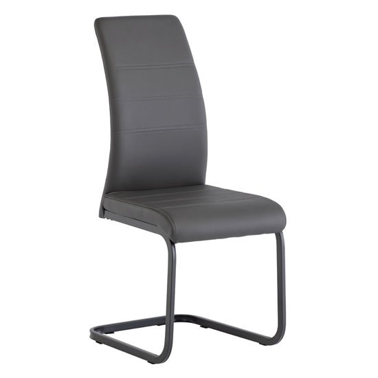 Michigan Leather Dining Chair In Grey