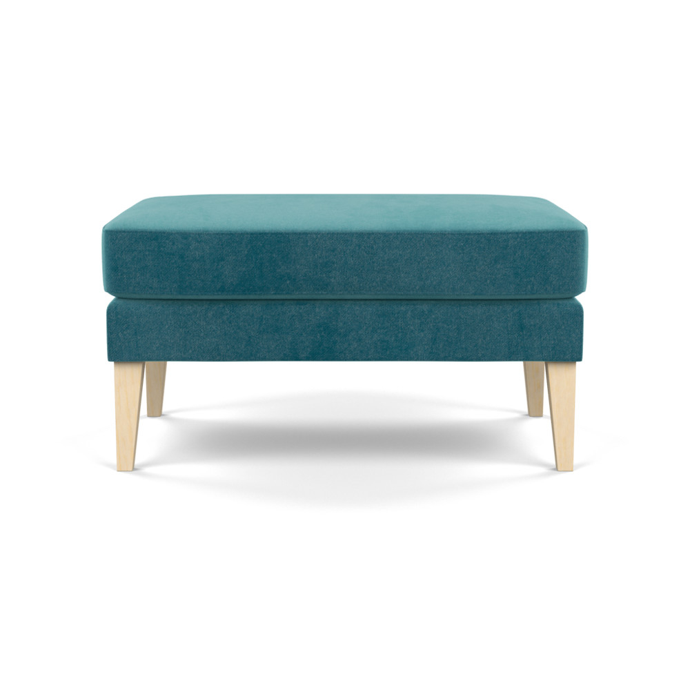 Heal's Richmond Ottoman Smart Luxe Velvet Airforce Blue Natural Ash Feet