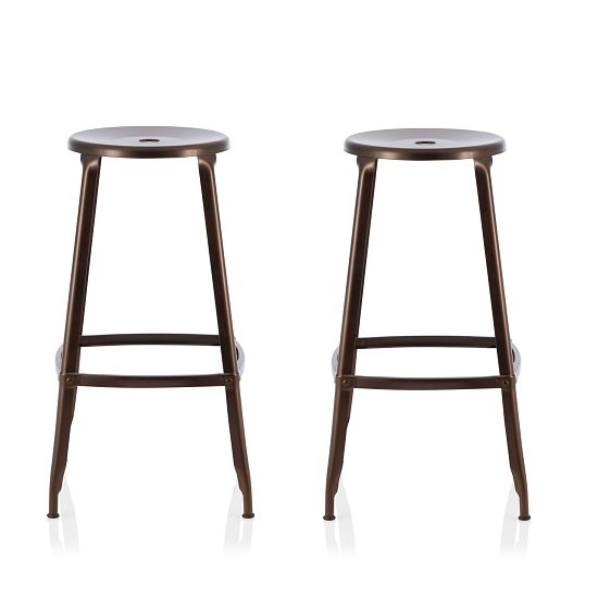 Bryson 66cm Metal Bar Stools In Antique Bronze In A Pair