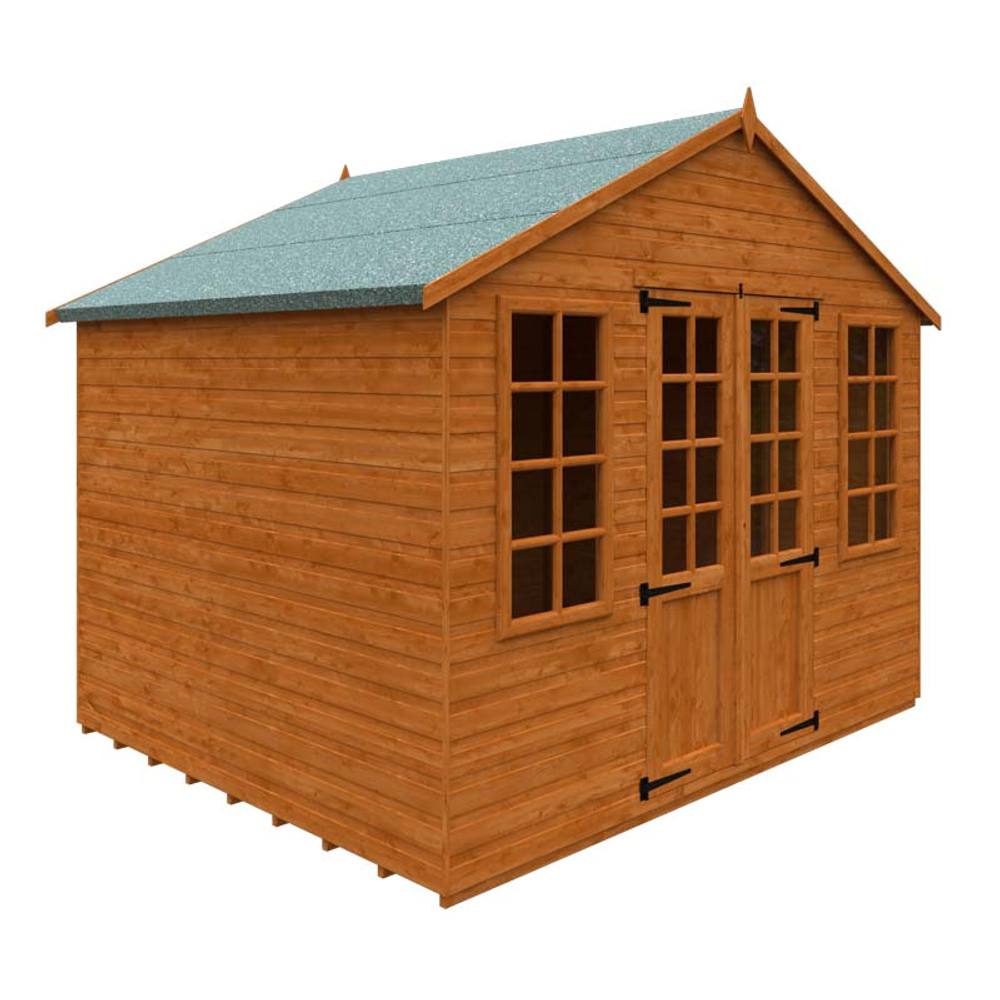 Buttercup Farm 8 x 10 Feet Summerhouse 12mm Shed - L235 x W295 x H257.7 cm in Burnt Orange