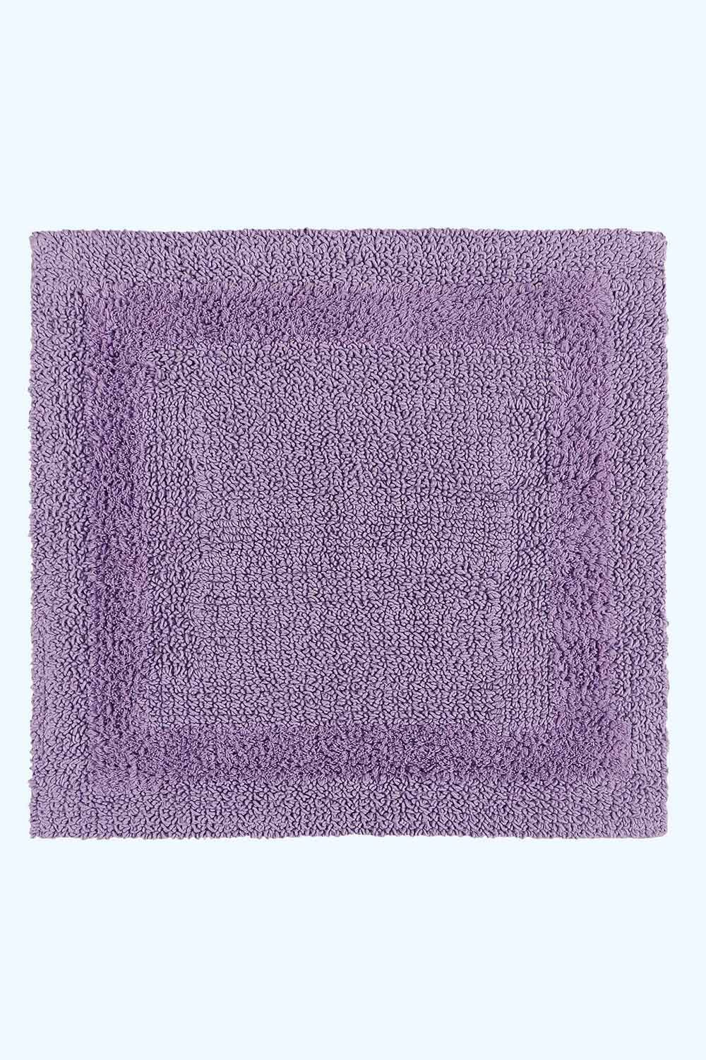 Homescapes Luxury Square Bath Mat 1600GSM 100% Cotton Reversible Shower Mat, 50cm in Lilac