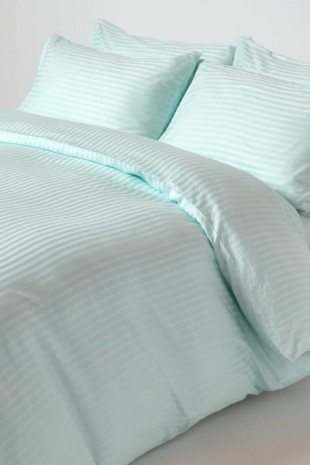 Homescapes Egyptian Cotton Stripe Duvet Cover & Pillowcase 330 TC in Blue