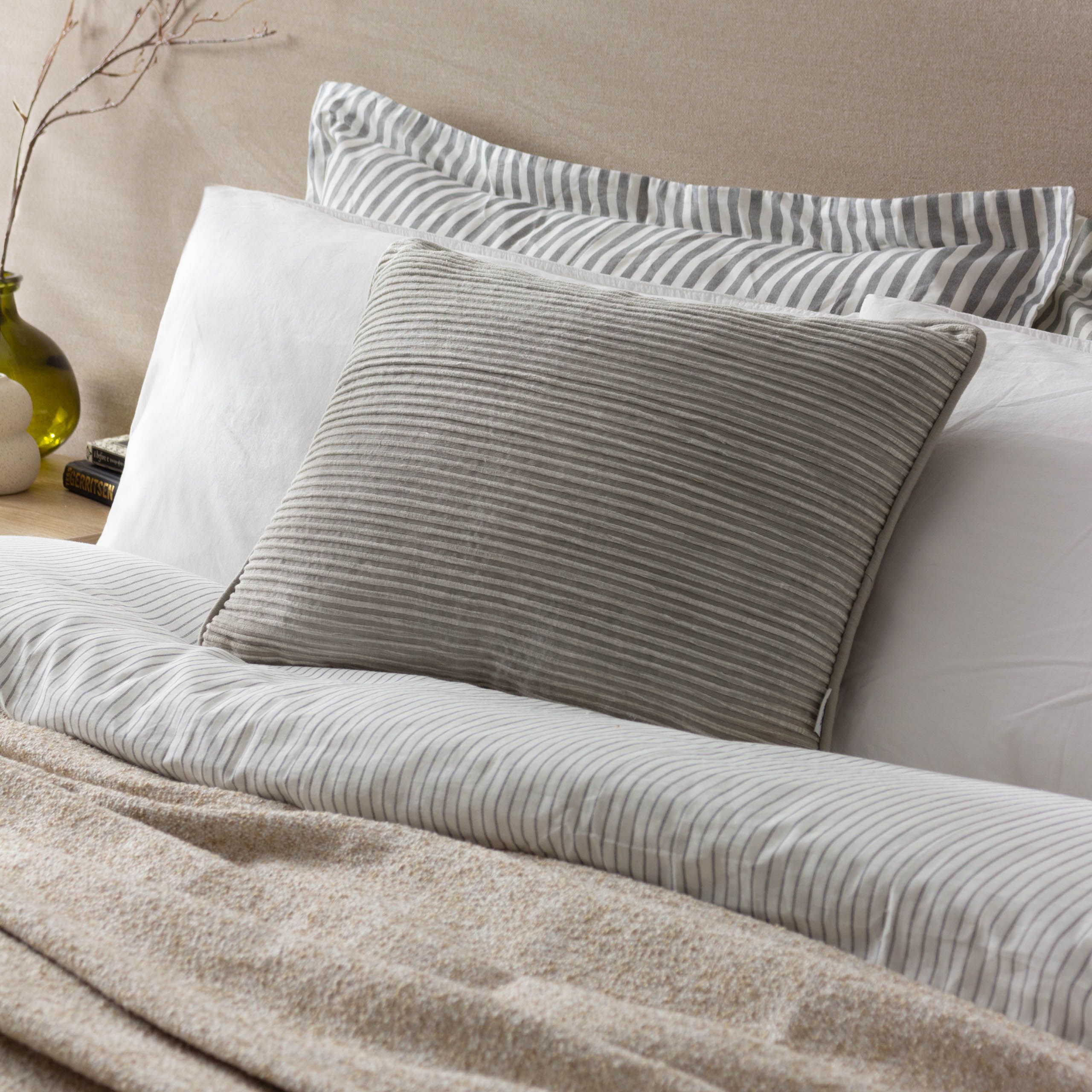 Yard Cove 100% Cotton Ribbed Cushion in Grey