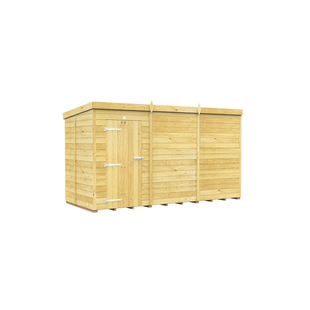 Buttercup Farm 12 x 5 Feet Pent Shed - Single Door W/O Window - L147 x W358 x H201 cm in Brown