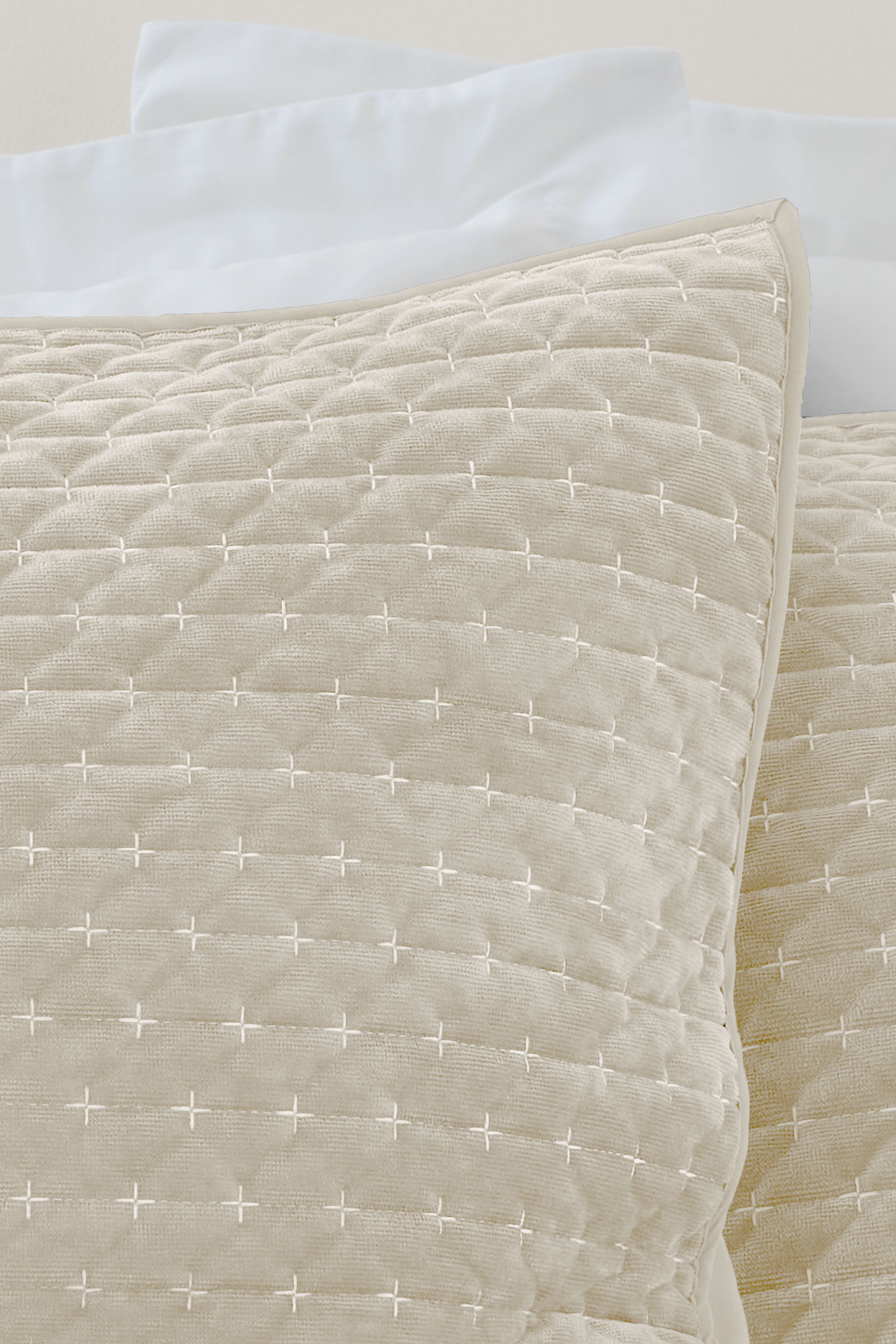 Bianca 'Attica Velvet' Embroidered Pillow sham Pair in Natural 2