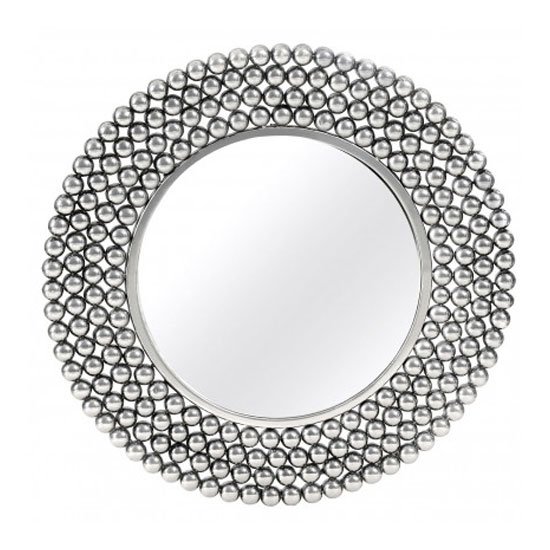 Templars Beaded Effect Wall Bedroom Mirror In Silver Frame