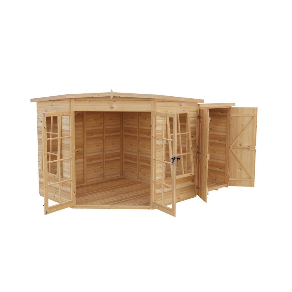 Shires Hampton 8 x 11 Feet with Side Shed - L119 x W224.8 x H190.2 cm in Light Brown 5