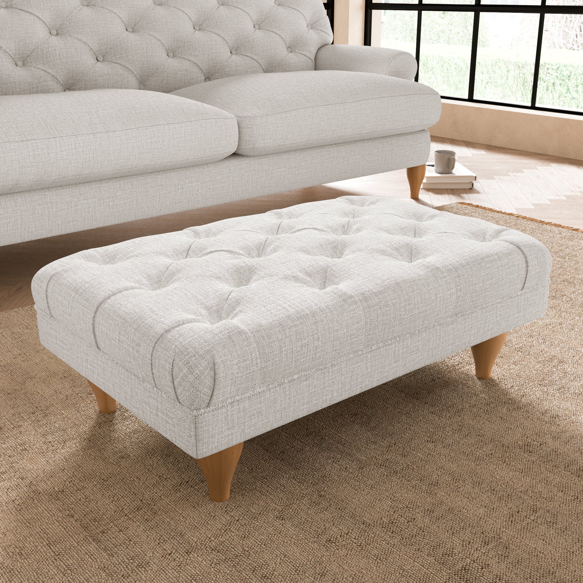 Warwick Textured Weave Footstool Textured Weave Sandstone
