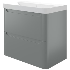 Wickes Malmo Dust Grey Wall Hung J Pull Compact Vanity Unit & Basin - 600 x 350mm