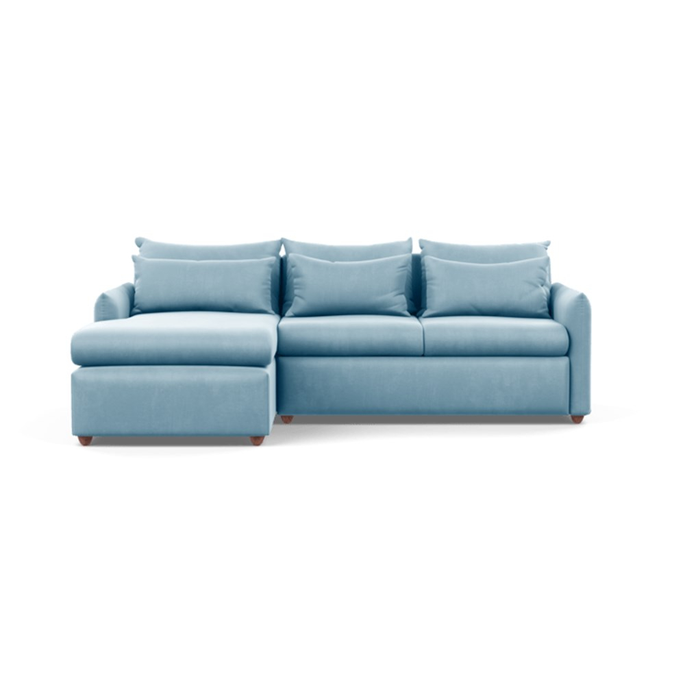 Heal's Pillow Medium Left Hand Corner Chaise Sofa Bed Varese Velvet Sky