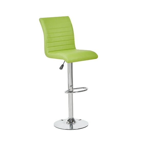 Ripple Bar Stool In Lime Green Faux Leather With Chrome Base