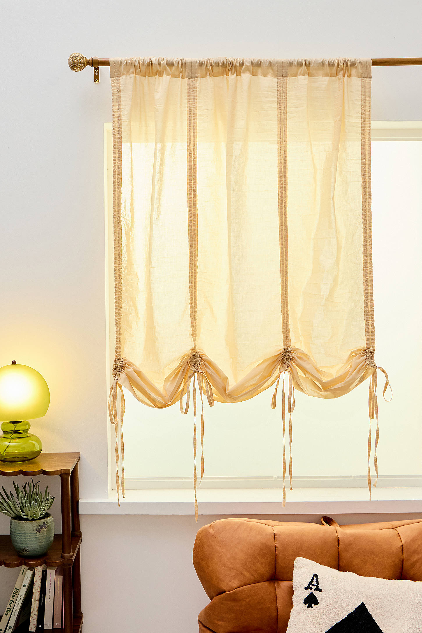 Ecru Tied Valance Curtain - Ecru