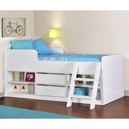 Intana Wooden Low Sleeper Bunk Bed In White