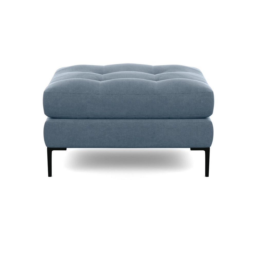 Heal's Eton Footstool Capelo Linen-Cotton Mineral Black Feet