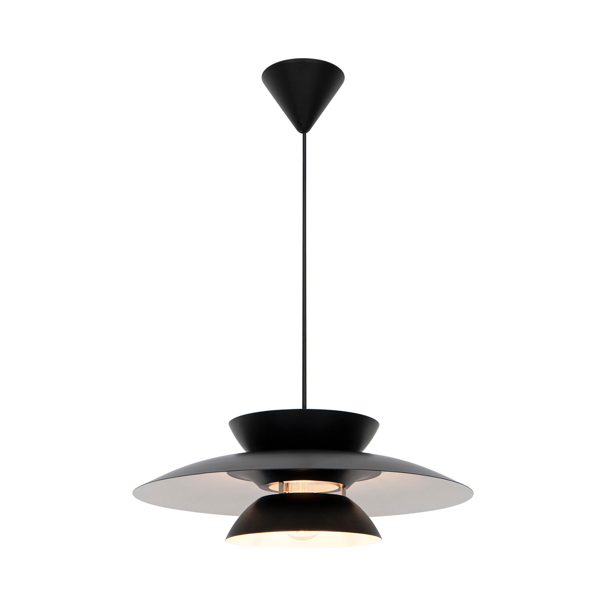 Nordlux Vintage Indoor Pendant Light Black Metal E27 Layered Shades - Mains Powered, IP20