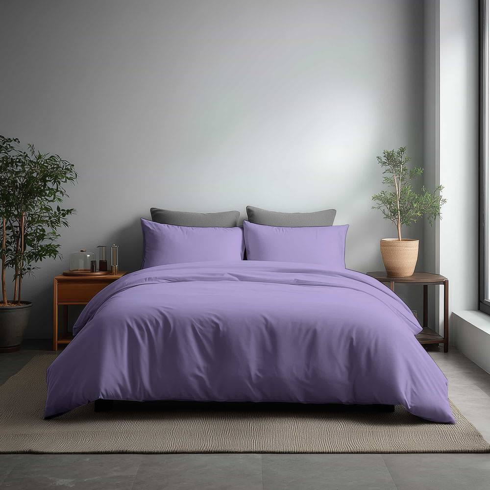 Snug City Microfibre Soft Touch Duvet Cover & Pillowcase/s Set Bed Linen in Lilac
