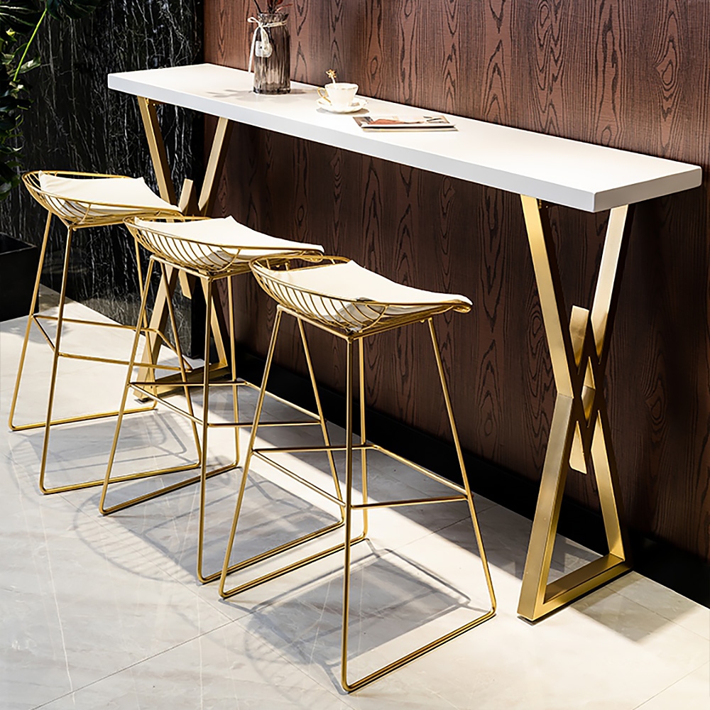 Rectangular Bar Height Pub Table Dining Table for Breakfast Nook Solid Wood X Base