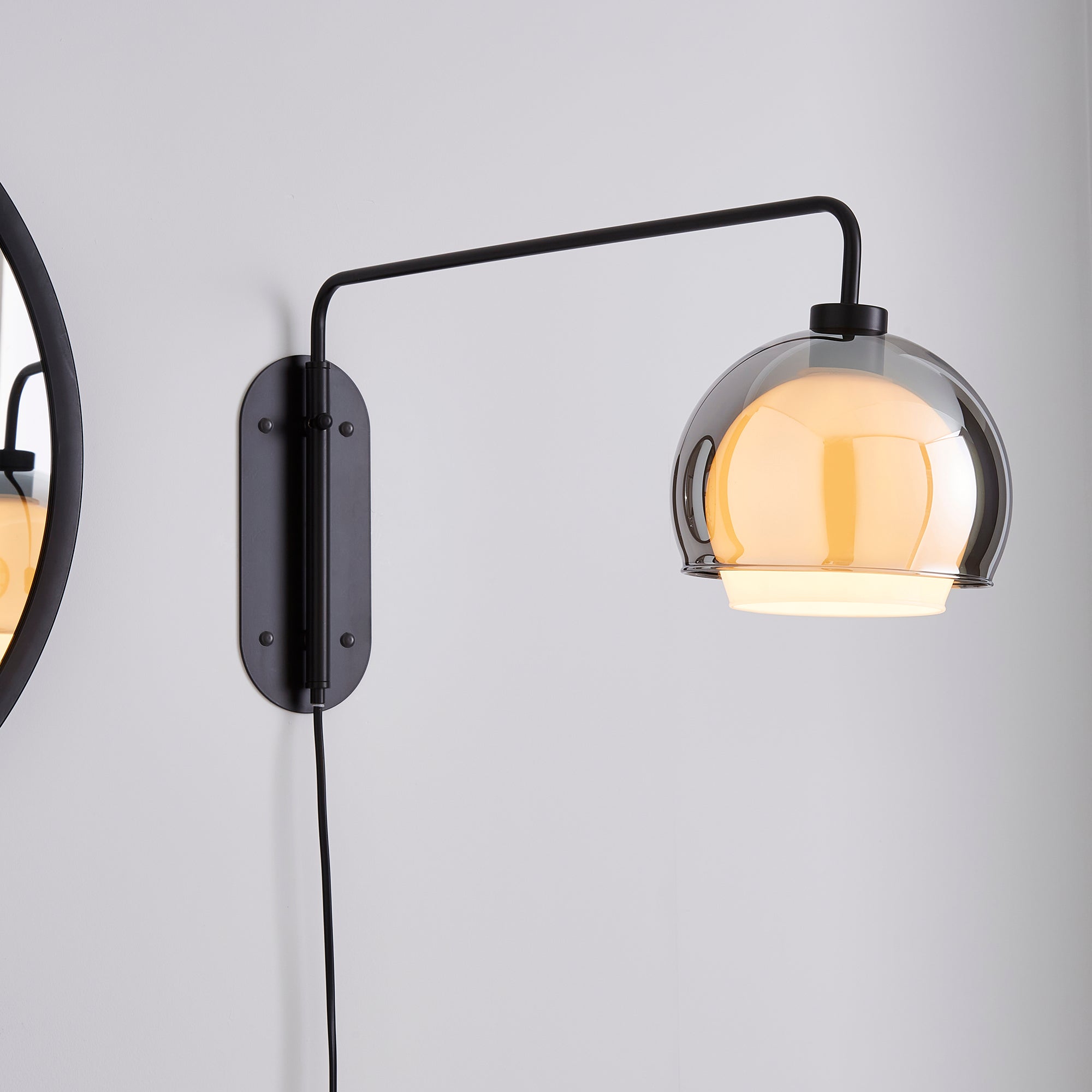 Elements Ramona Swing Arm Wall Light Black