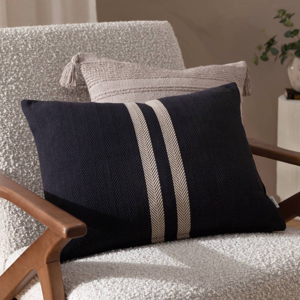 Yard Benton Woven 100% Cotton Cushion in Black