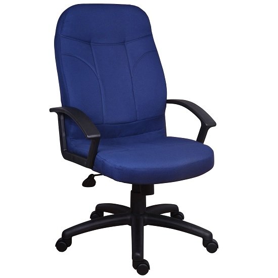 Kenton Fabric Executive Office Chair In Blue With Castors