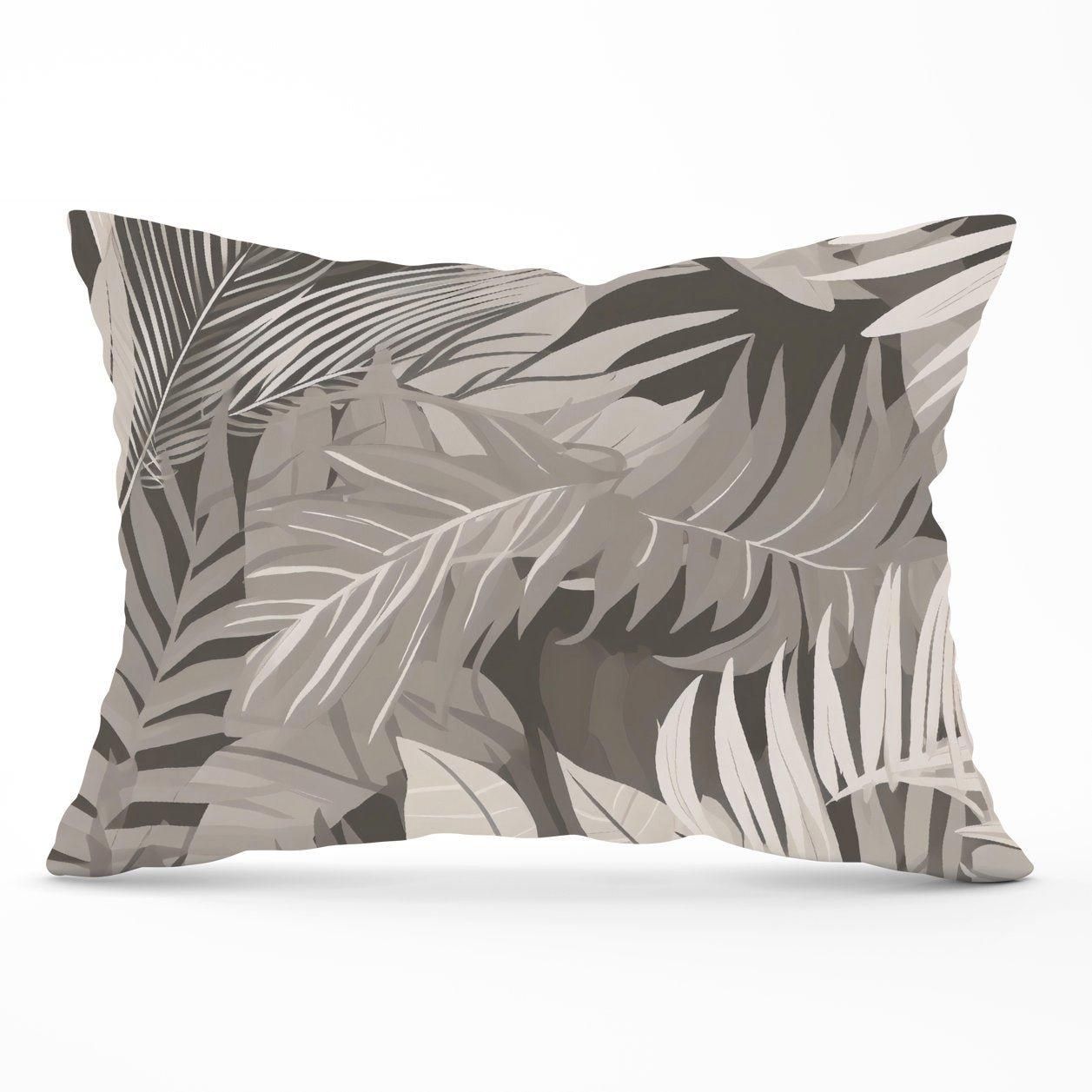 Warren Reed - Designer Grey Brown Tropical Leaves Cushions
