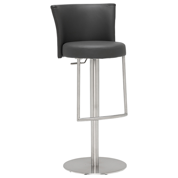 Simone Bar Stool  Grey and Brushed Steel