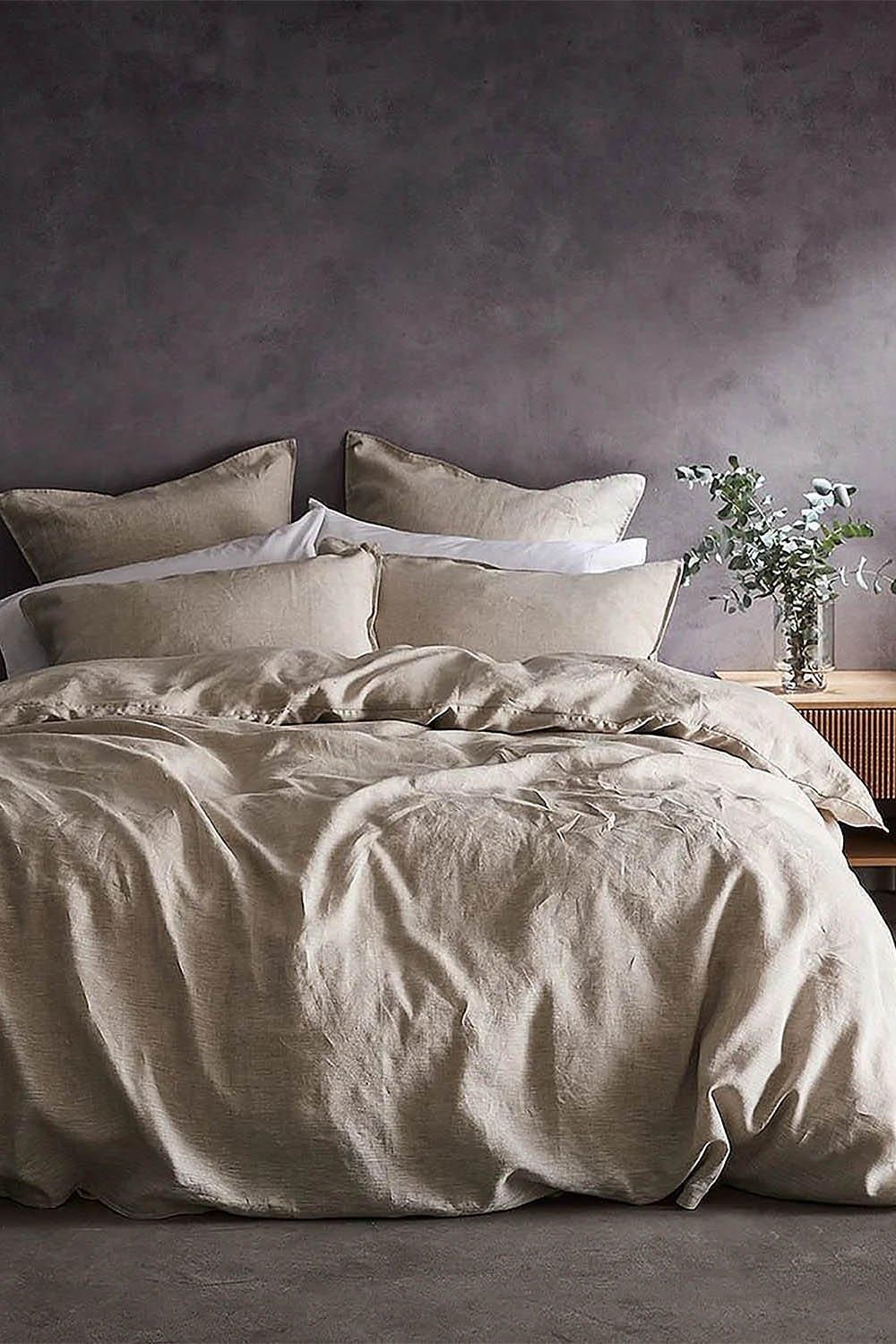 Lazy Linen 'Pure Washed Linen' Pillowcase Pair in Beige