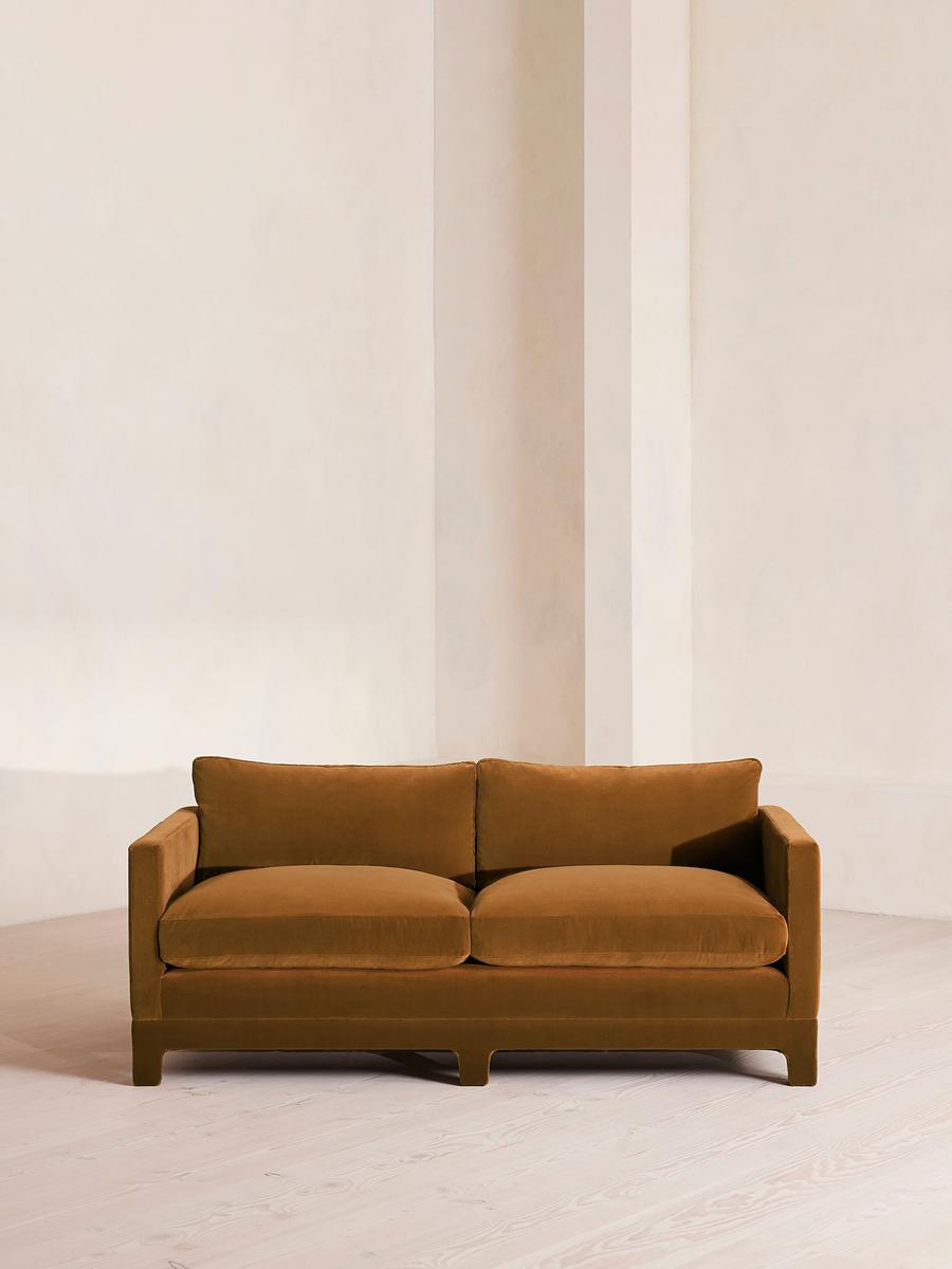 Ashford Two Seater Sofa, Velvet, Mustard