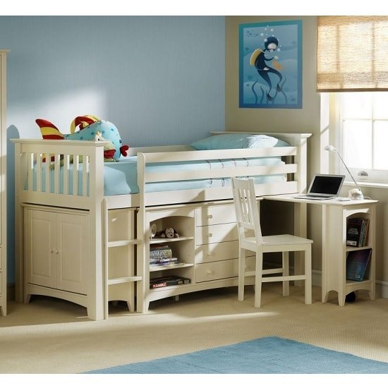 Amani Sleep Station In Stone White With Left Hand Ladder
