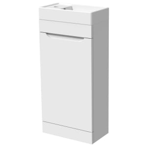 Wickes Malmo Gloss White J Pull Freestanding Vanity Unit & Basin - 850 x 400mm