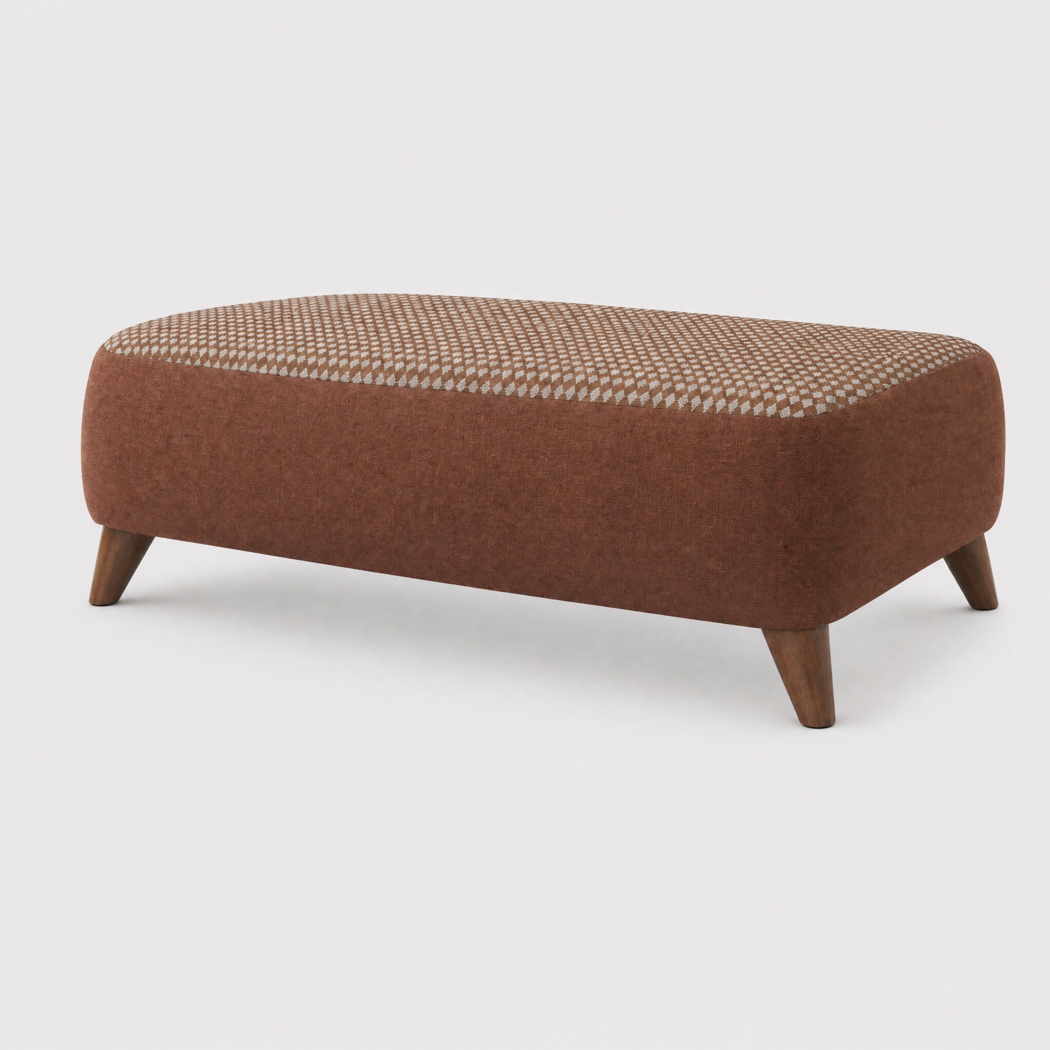 Loften Bench Stool+A Walnut Feet, Red Fabric | Barker & Stonehouse