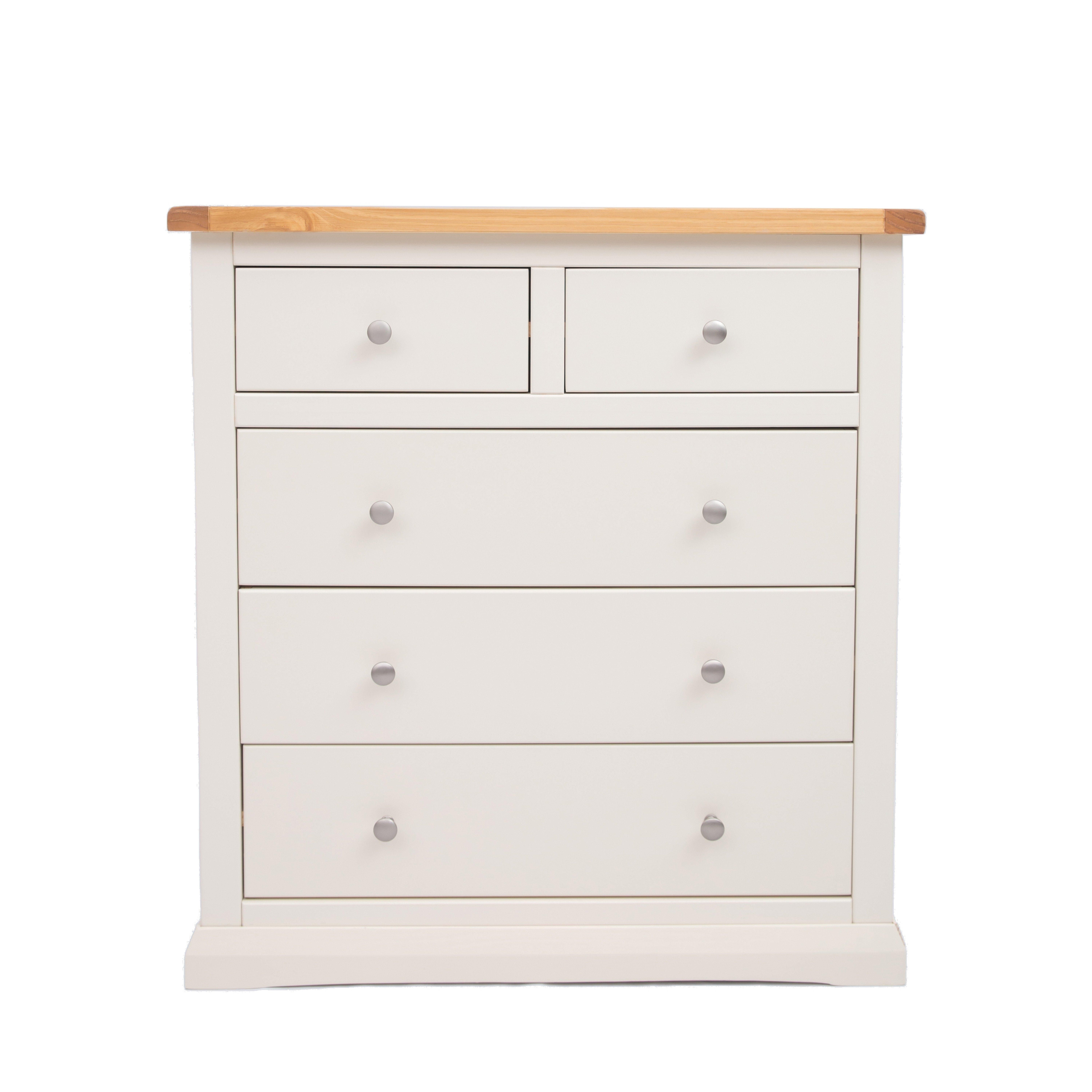 Cabinet Bits Castelli 5 Drawer Chest of Drawers Chrome Knob in Off-White