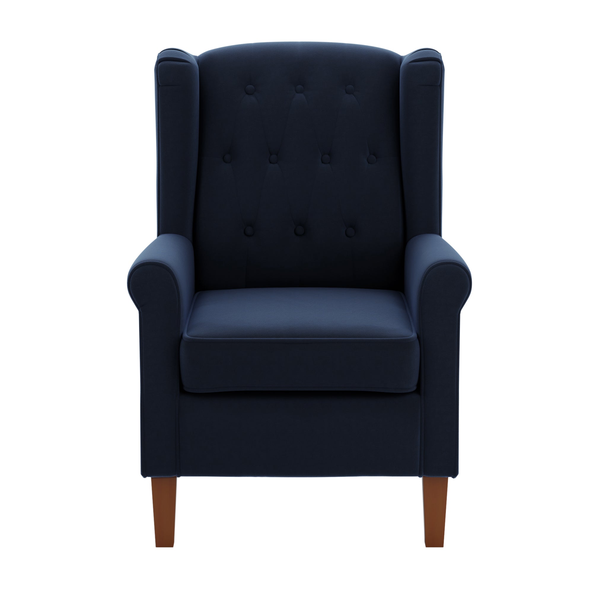 Oswald Button Back Velvet Armchair Navy Blue