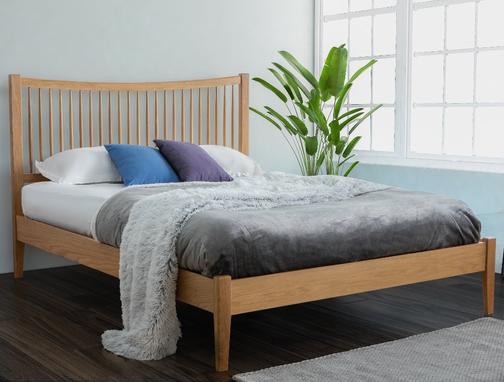 Berwick Oak Wooden Bed Frame Only - 5ft King Size