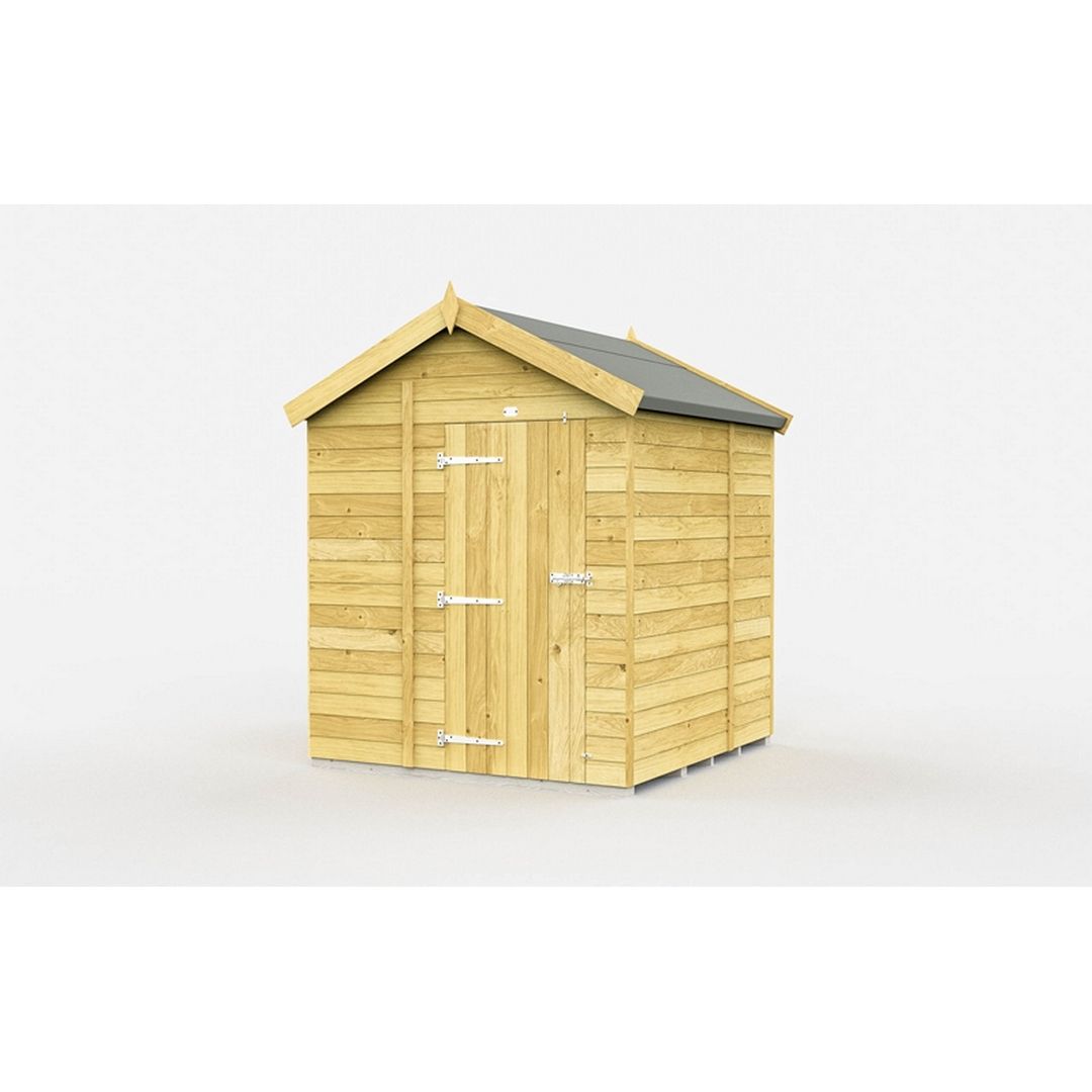 Buttercup Farm 6 x 5 Feet Apex Shed - Single Door W/O Windows - L158 x W175 x H217 cm in Brown