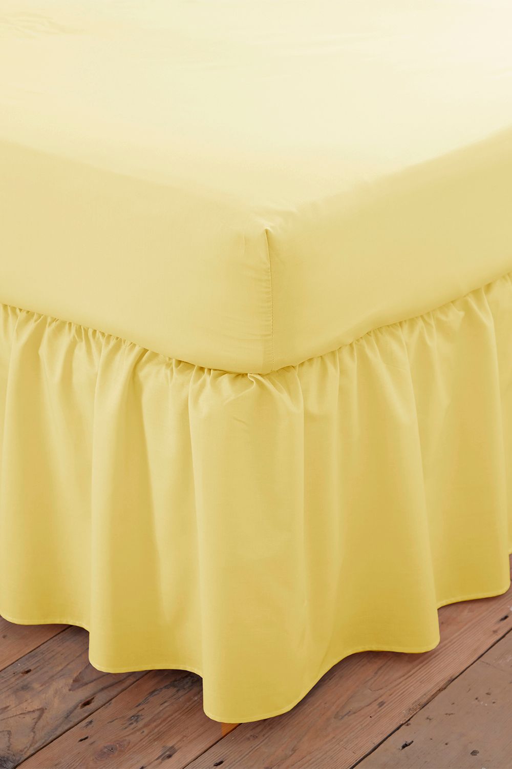 Martex Poetry Plain Dye Polycotton Platform Valance Sheet Frilled in Lemon