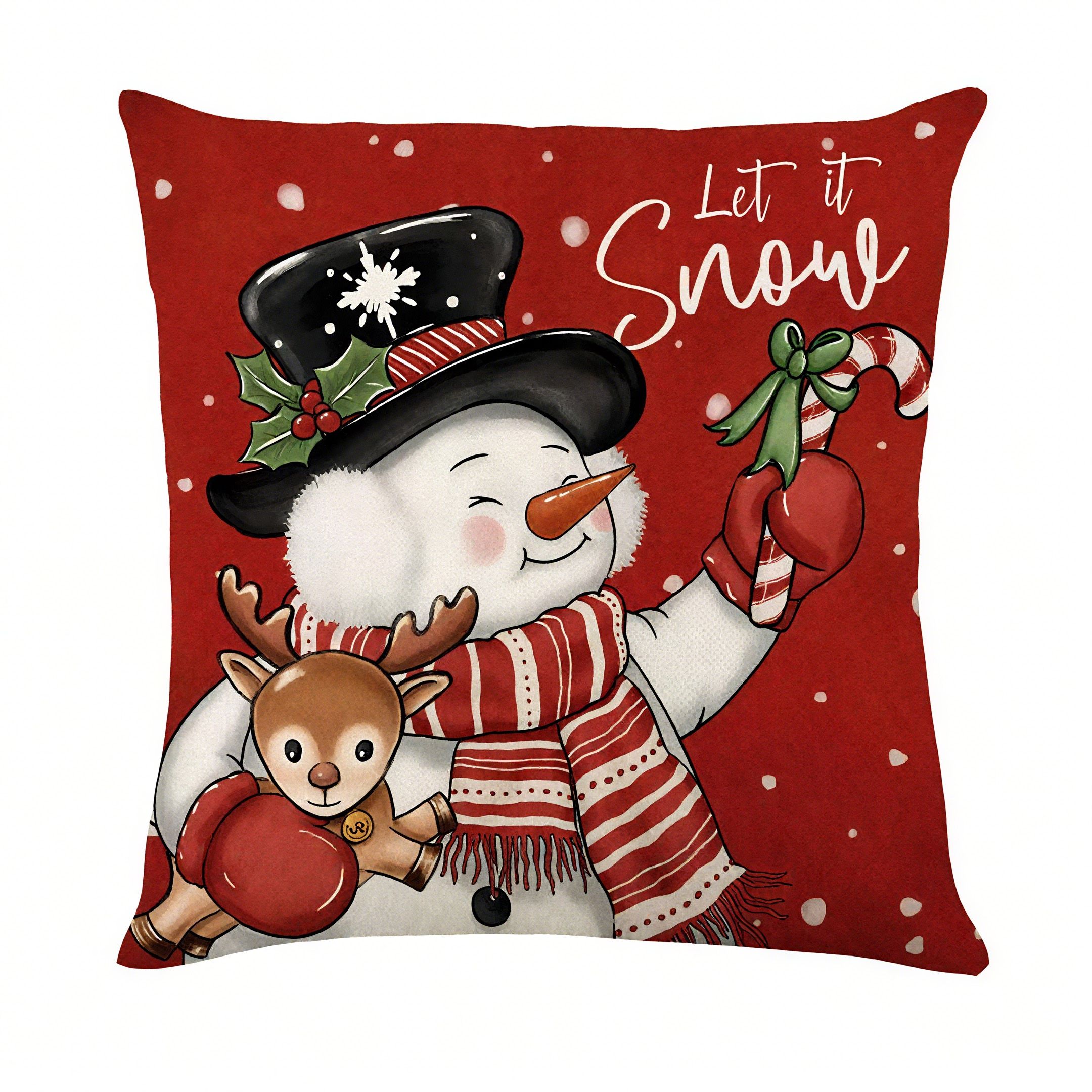 Obasyhig Christmas Print Sofa Pillow Cover in Black