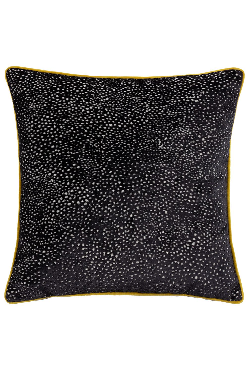 Paoletti Estelle Spotted Piped Cut Velvet Cushion in Black