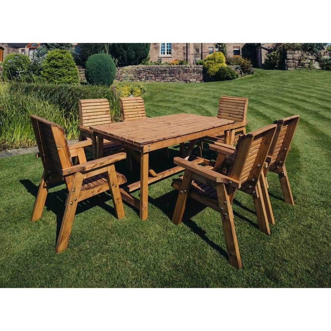 Churnet Valley Garden Furniture Ltd Valley 6 Seater Set 6XC - Timber - Minimal Assembly Required in Brown