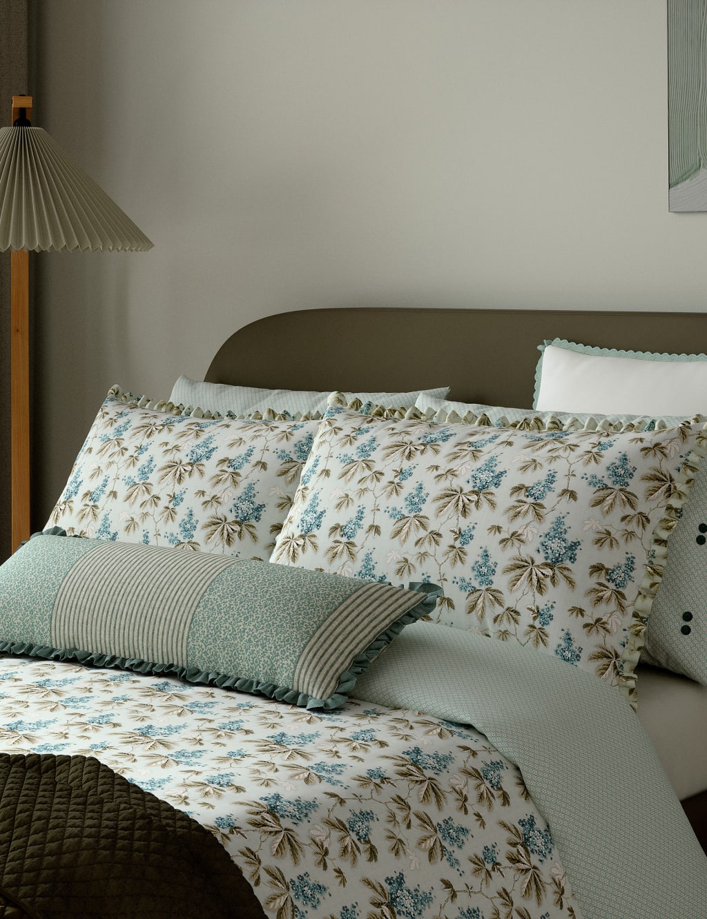Bedeck of Belfast Pure Cotton Clarence Bedding Set Green Mix
