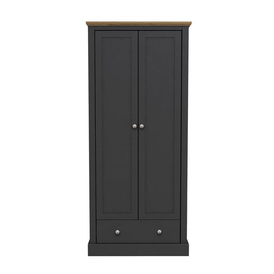 Devon Wooden Wardrobe In Charcoal With 2 Doors