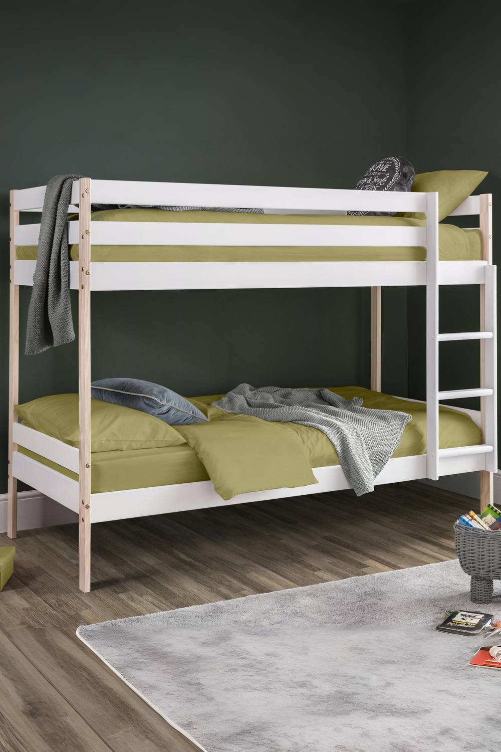 Julian Bowen Nova Single White & Wood Effect Bunk Bed
