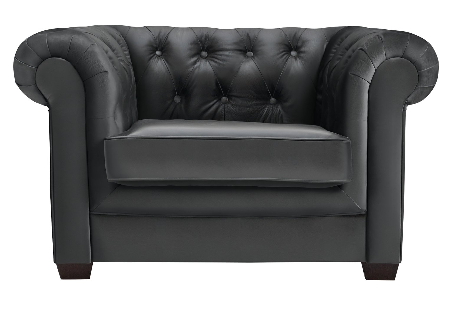 Habitat Chesterfield Leather Armchair - Black