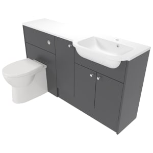 Deccado Benham Charcoal Grey Right Hand 1500mm Fitted Vanity & Toilet Pan Unit Combination with Right Hand Basin